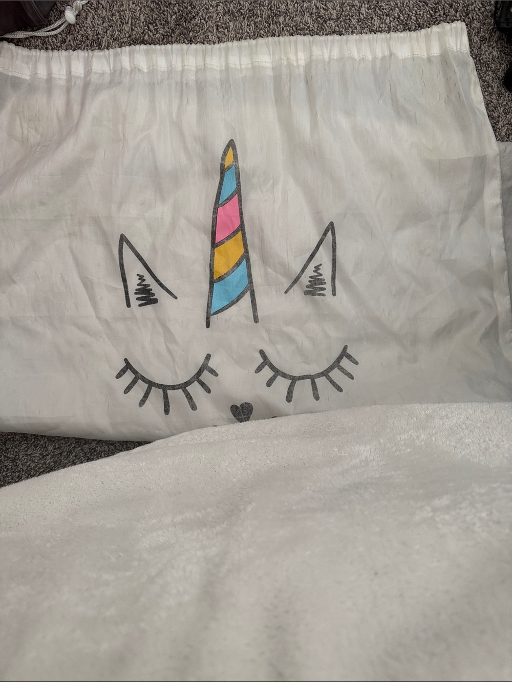 Unicorn Drawstring Bag with Colorful Horn